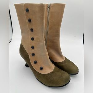 Fluevog Bellevue Libby Smith boots Victorian 7.5 faux spats discontinued rare